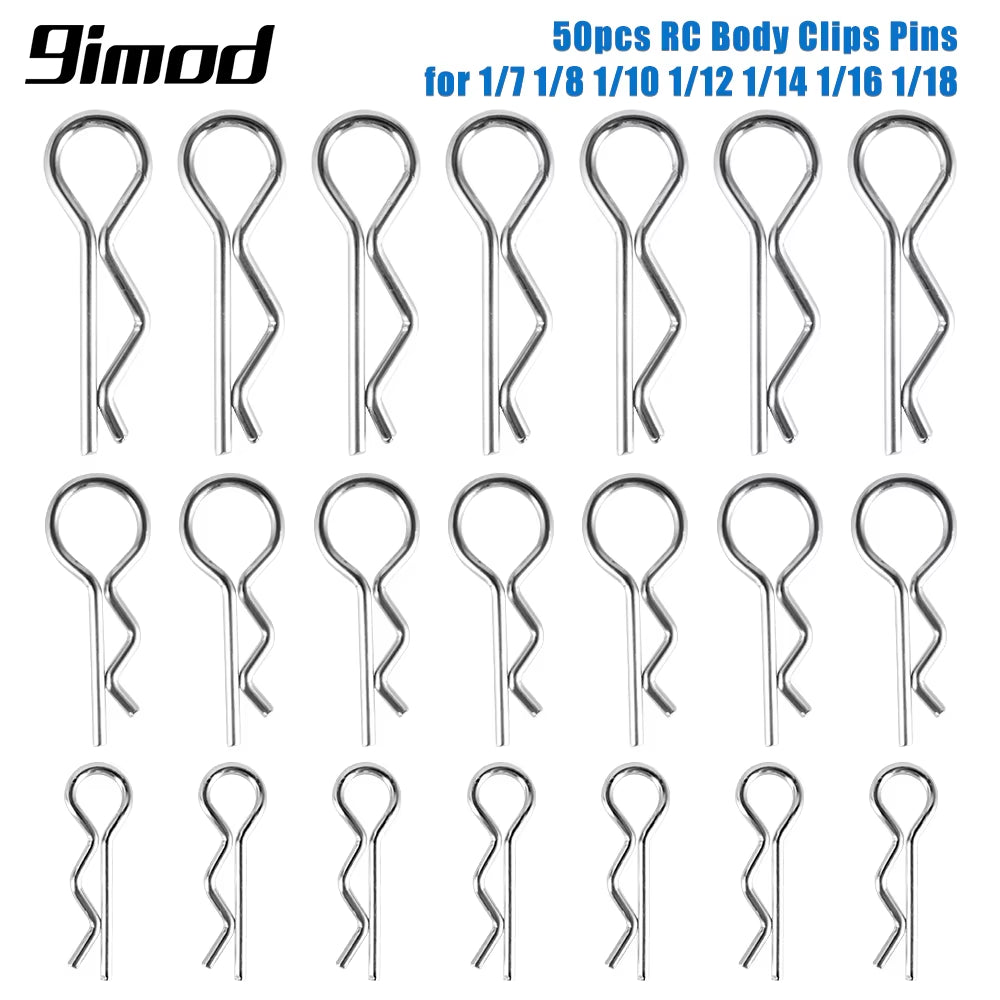 9IMOD 50/100Pcs RC Body Clips 1/7 1/8 1/10 1/12 1/14 1/16 1/18 Metal R Buckles Car Truck Buggy Shell Pins RC Cars Parts