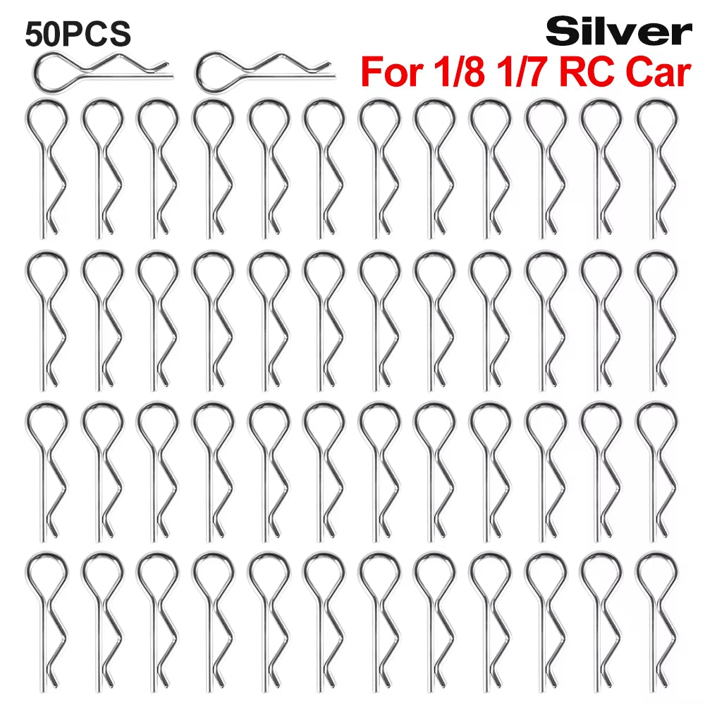 9IMOD 50/100Pcs RC Body Clips 1/7 1/8 1/10 1/12 1/14 1/16 1/18 Metal R Buckles Car Truck Buggy Shell Pins RC Cars Parts