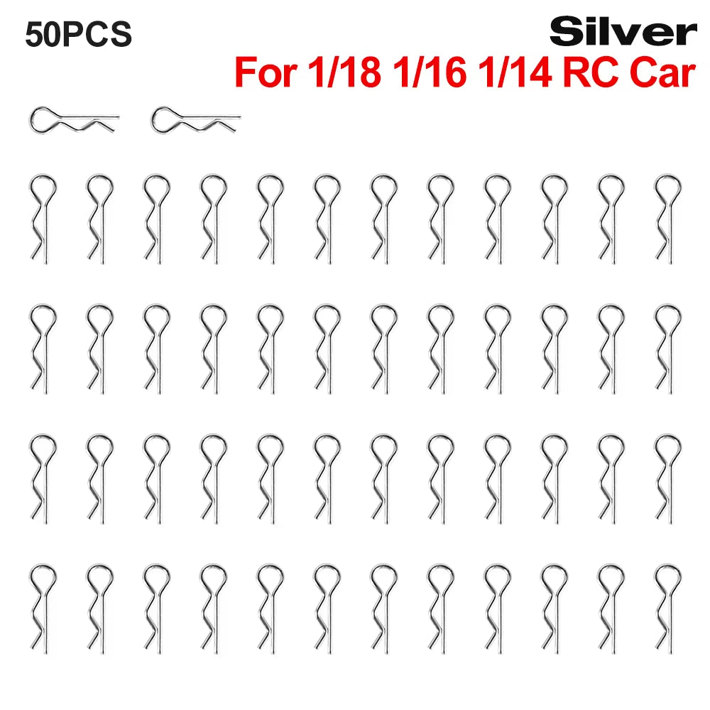 9IMOD 50/100Pcs RC Body Clips 1/7 1/8 1/10 1/12 1/14 1/16 1/18 Metal R Buckles Car Truck Buggy Shell Pins RC Cars Parts